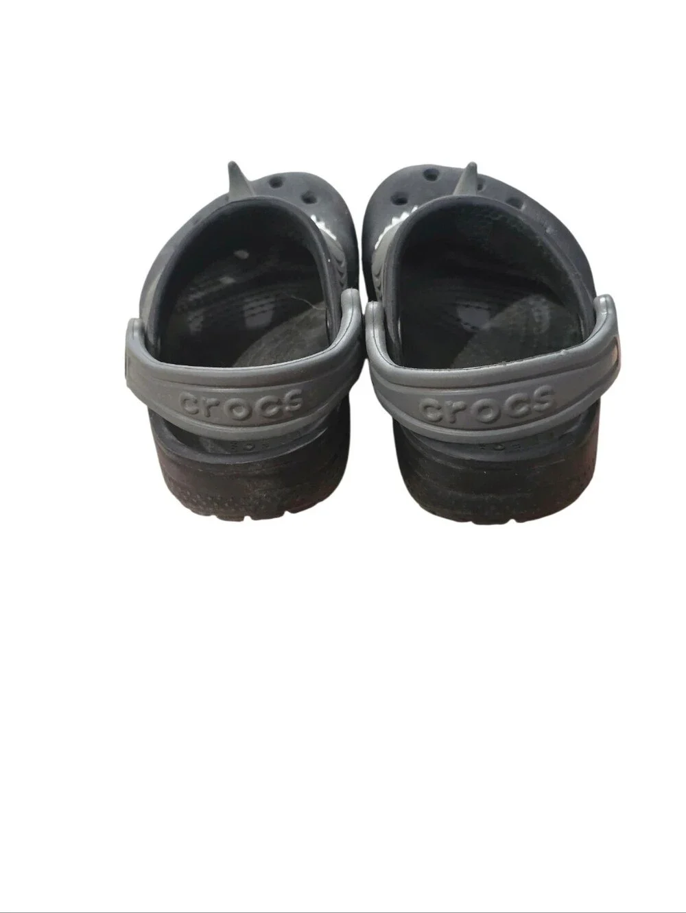 Crocs Toddler Shark Clog Shoes in Gray and Black Size 7